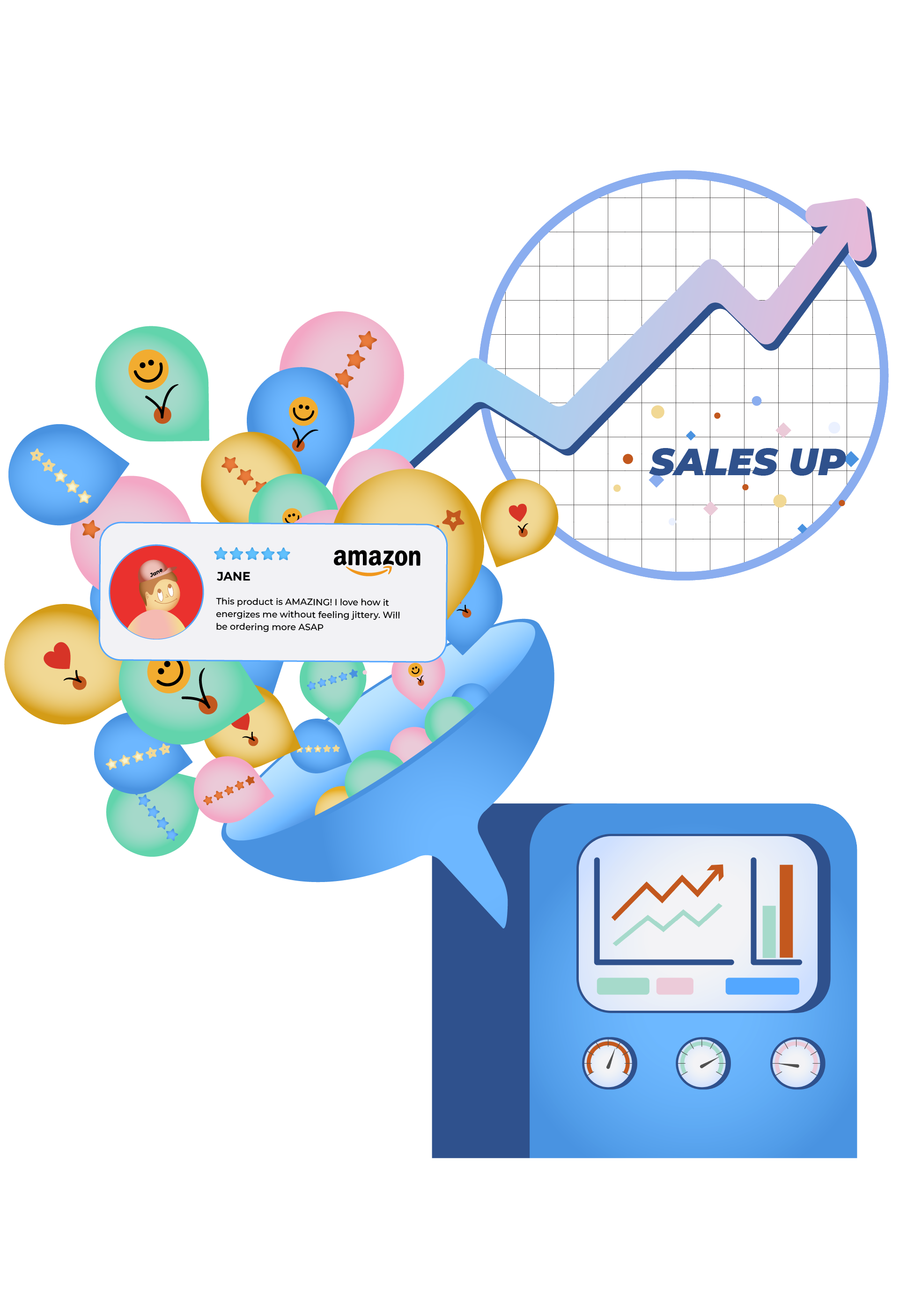 Diagram of GetReviews benefits for ecommerce brands